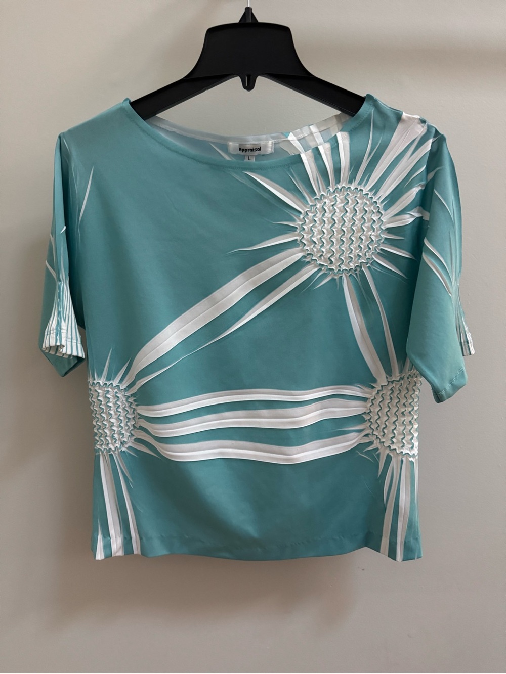Appraisal Sunburst Textured Short Sleeve Top Size L